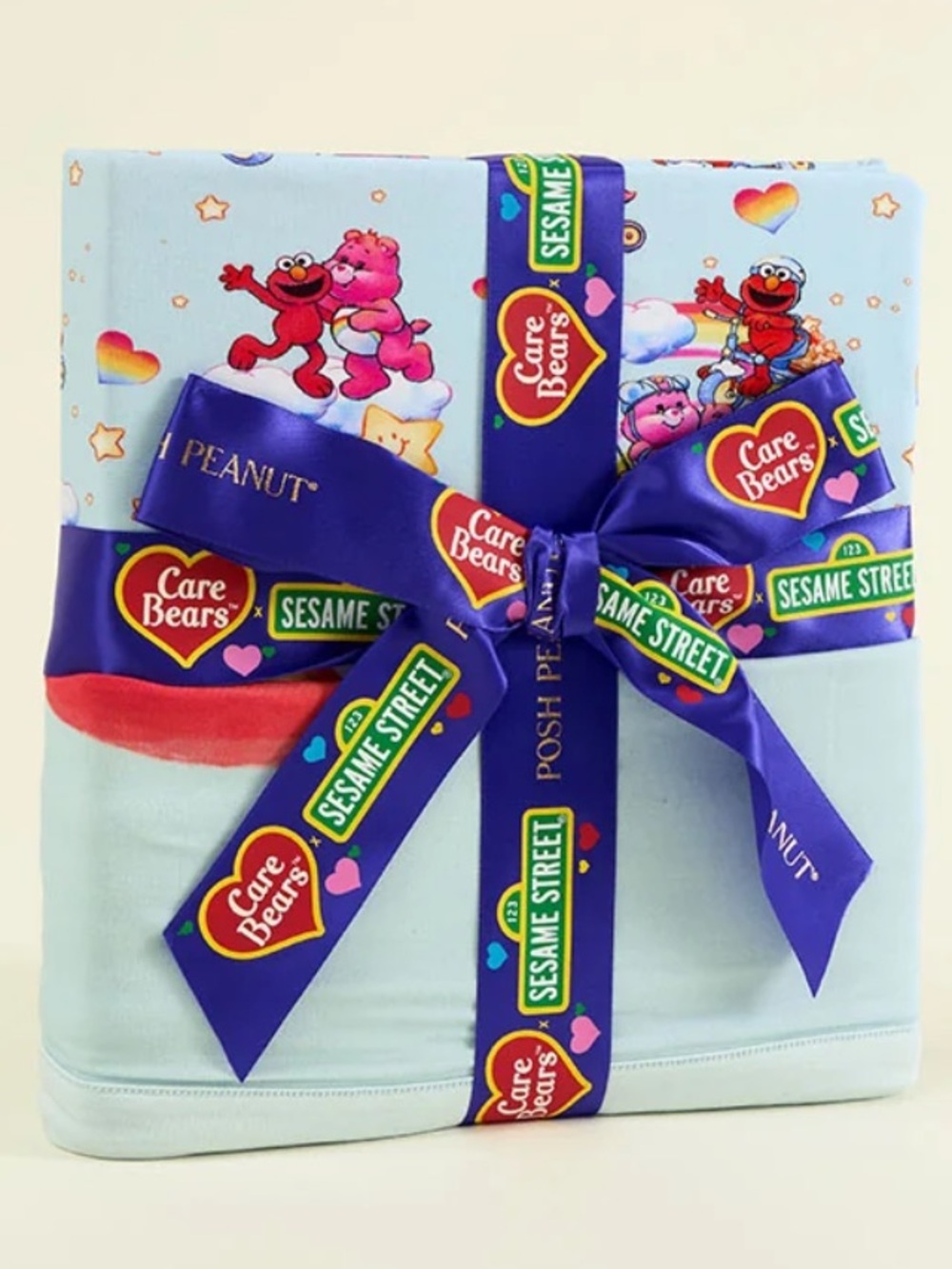 Posh Peanut Luxe Patoo Care Bears & Sesame Street Light Blue Baby Blanket